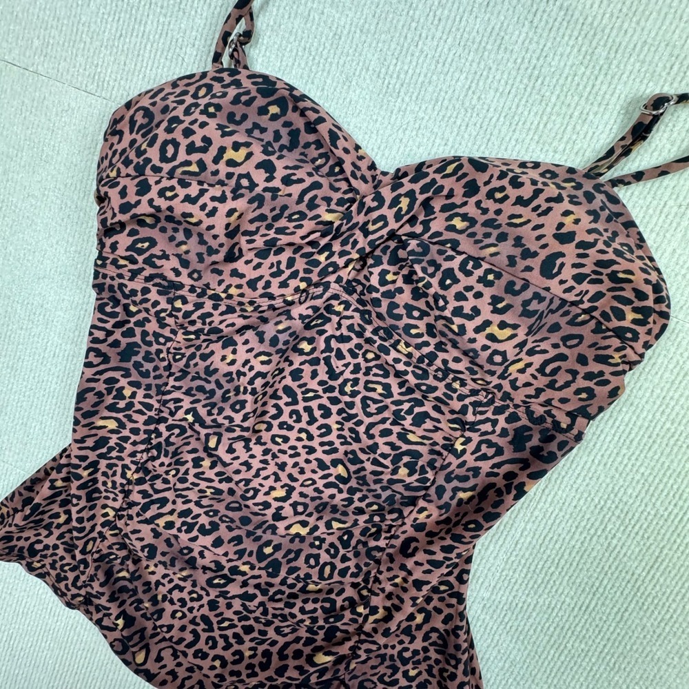 Love Your Assets Spanx Camisole Women Lg  Brown Leopard Print Ruched Sweetheart